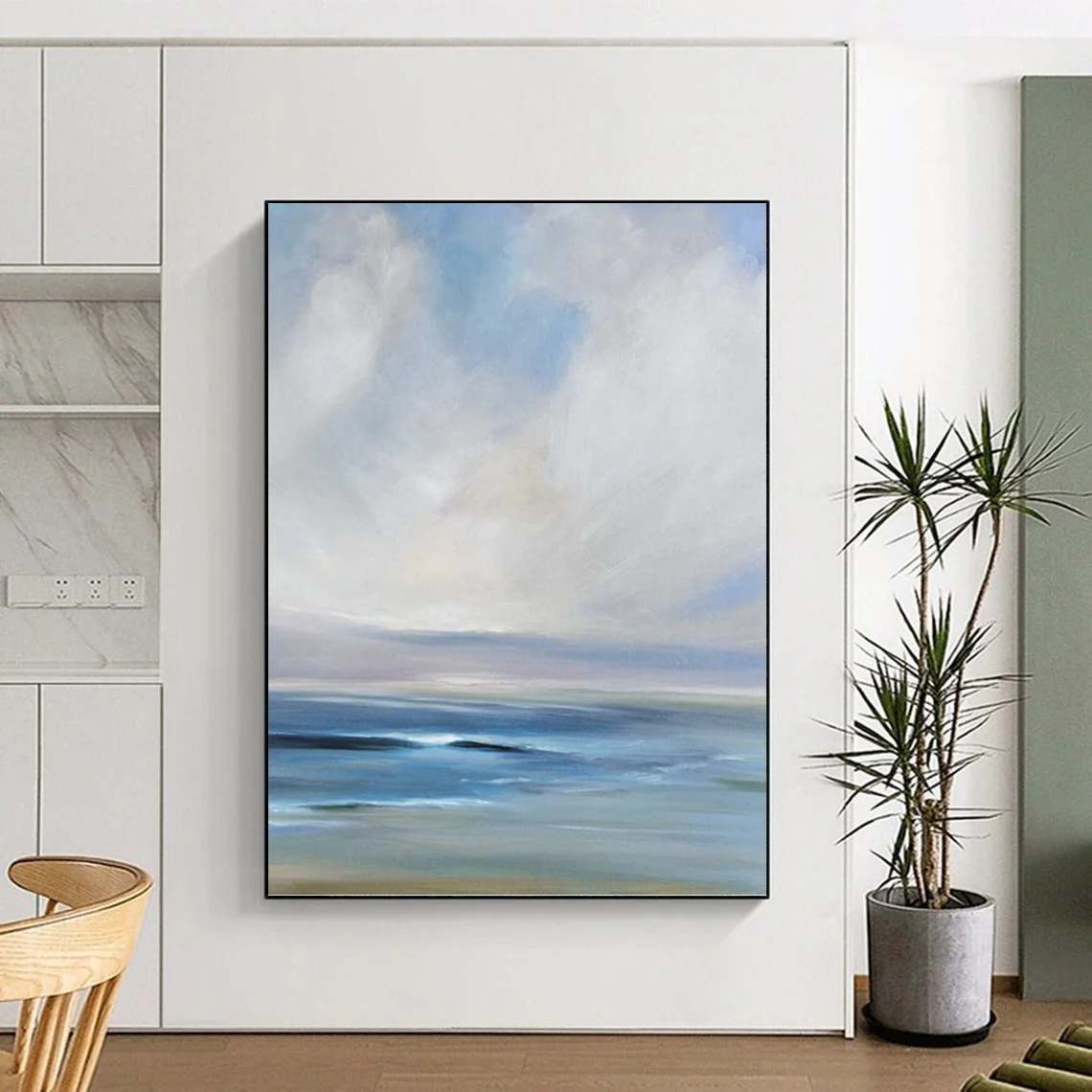 Coastal Hand-Painted Seaside - extra large statement piece for lobby